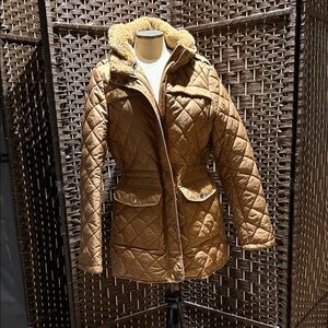 French Connection Tan Quilted Puffer Coat